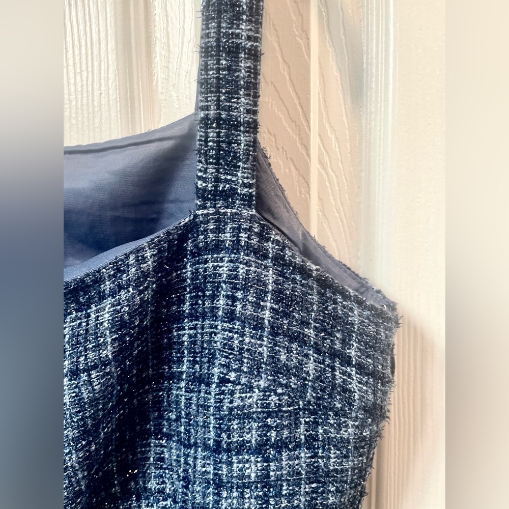 Cute Trixxi Navy Blue Tweed Button-Front Dress - Picture 7 of 8